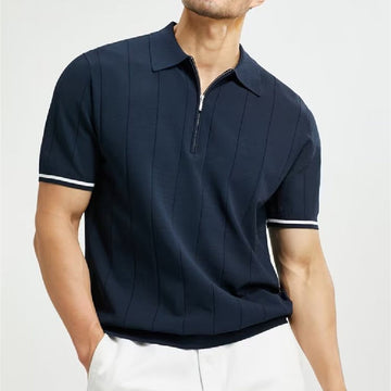 Slim Fit Men’s Polo Shirt with Zip Collar – Casual Elegance.
